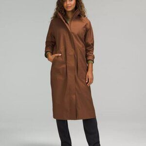 Lululemon Long Waterproof Rain Jacket / Roasted Brown - Size 10